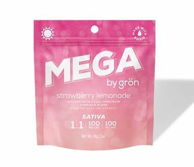 Photograph of product: Strawberry Lemonade Mega Pearl | 1:1 CBC:TH-oui | 1 x 100mg