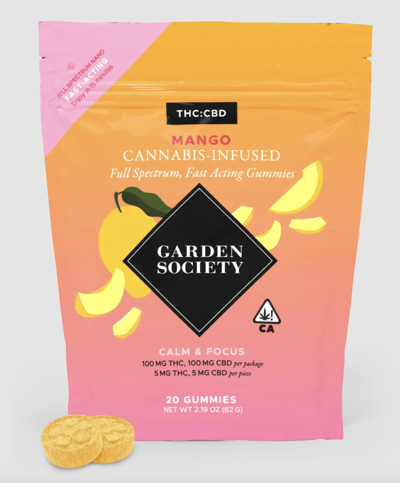 Photograph of product: Calm & Focus Mango   100mg Thc | 100mg Cbd