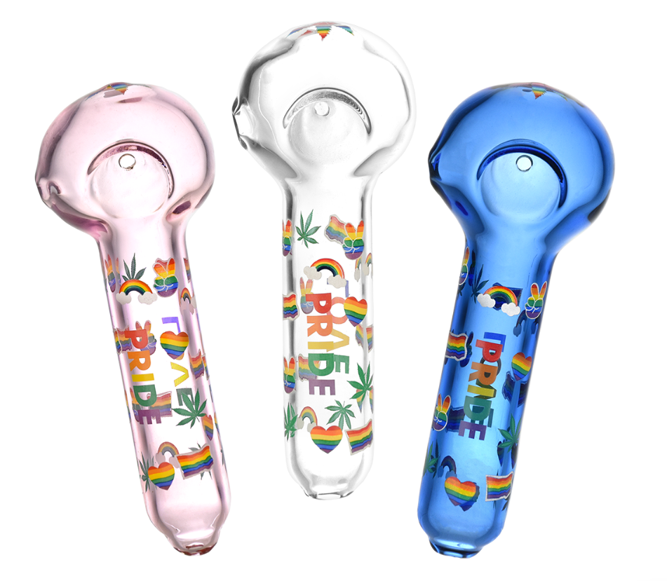 Photograph of product: Pride Glow In The Dark Glass Spoon Pipe | 5.25"| Assorted Colors