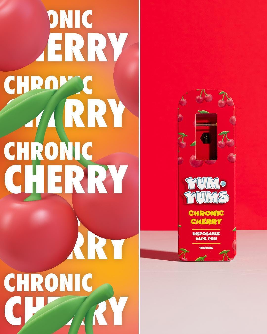 Photograph of product: Yum Yums Disposable 1g Chronic Cherry