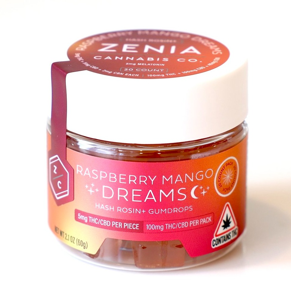 Photograph of product: ZCC | Raspberry Mango Dream Gummies | 100mg TH-oui +100mg CBD + 40mg CBN