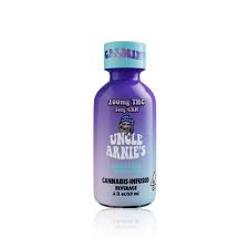 Photograph of product: UNCLE ARNIES - BEVERAGE - 100 MG - 20:1 TH-oui:CBN - 2 OZ SHOT - BLUEBERRY NIGHTCAP