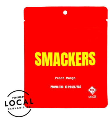 Photograph of product: SMACKERS 250MG PEACH MANGO GUMMIES