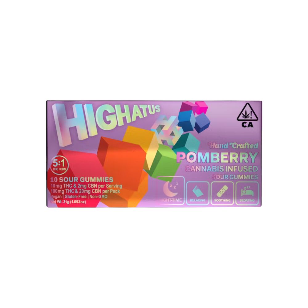 Photograph of product: POMBERRY CBN SOUR GUMMIES 100MG - HIGHATUS