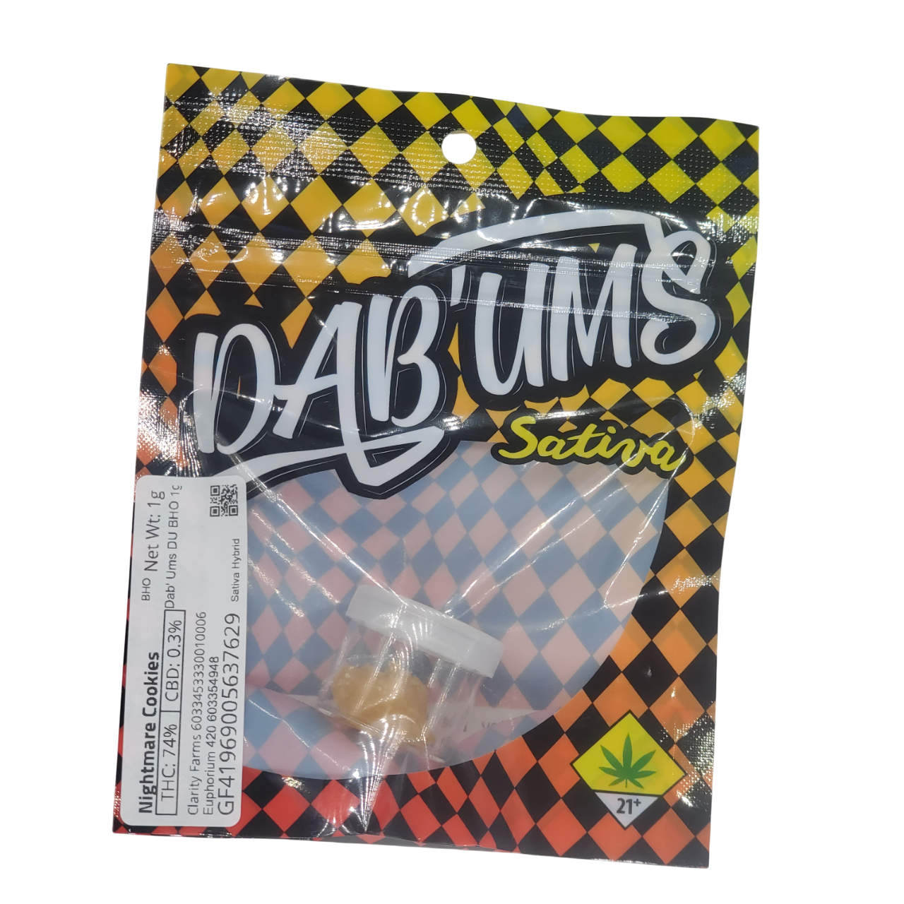 Photograph of product: Dabums CON Nightmare Cookies Hydrocarbon Extract 1g