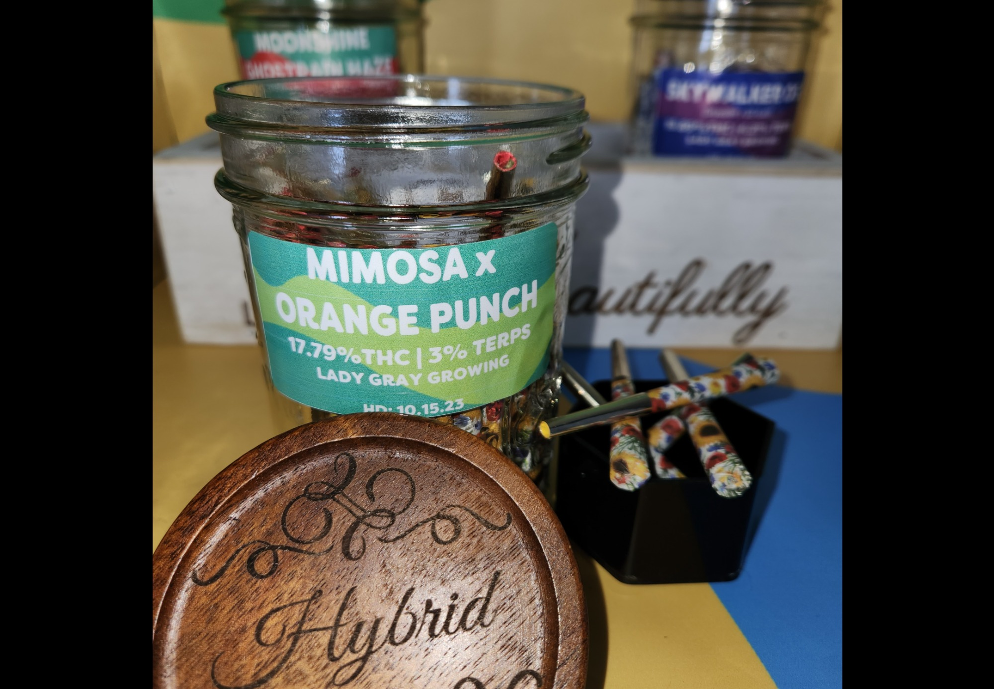 Photograph of product: Mimosa X Orange Punch Kief Kissed Deli Prerolls by Lady Gray