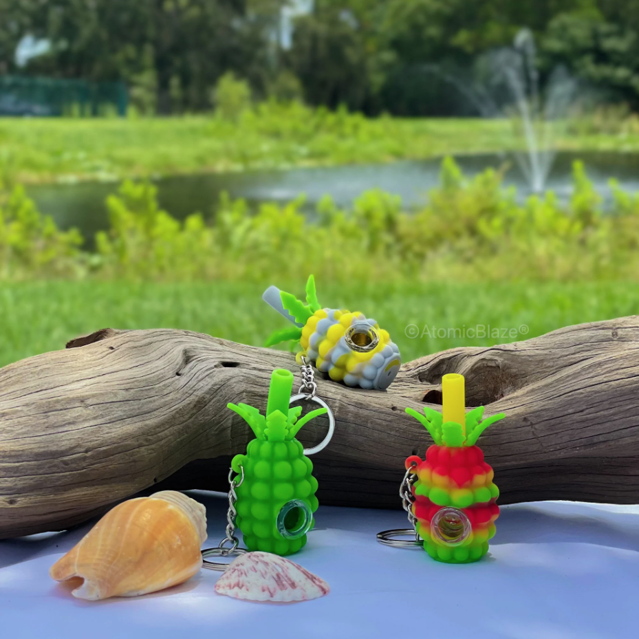 Photograph of product: Glass | Silicone Keychain Pipes