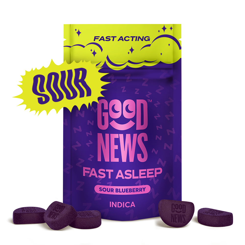 Photograph of product: Fast Asleep Fast-Acting Sour Blueberry Gummies 100mg (10mg ea | 10-Pack)