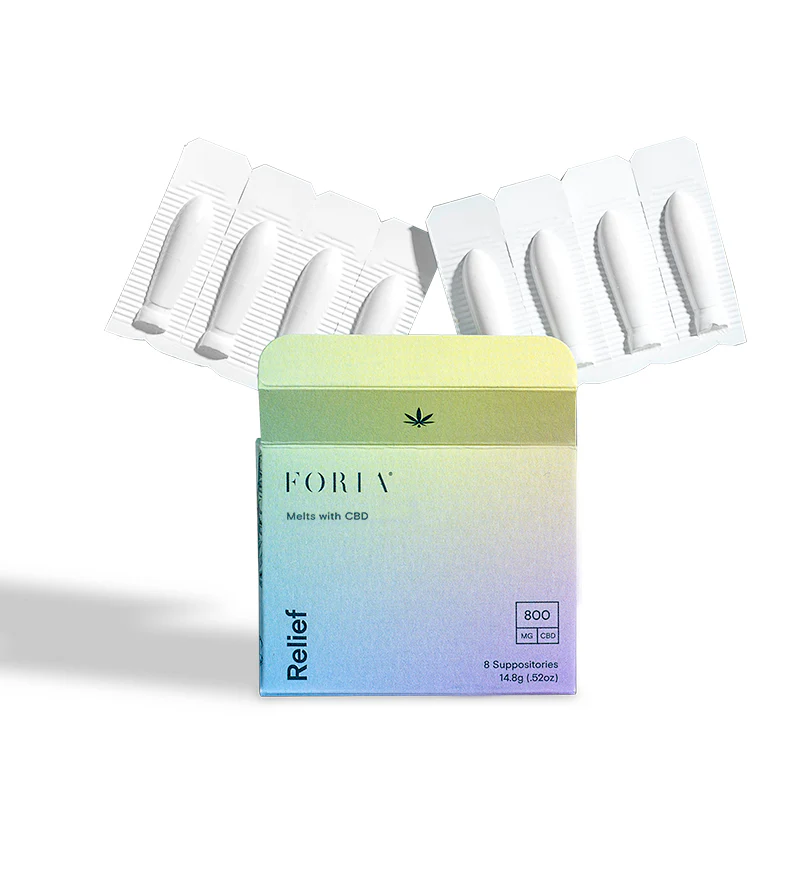 Photograph of product: Foria Relief Melt Suppositories 100mg CBD 8 Pack