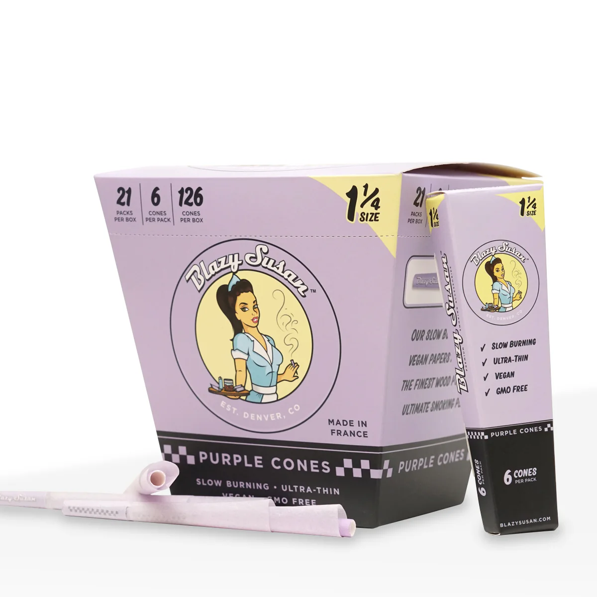 Photograph of product: Blazy Susan - Purple Pre Rolled Cones 1 1/4"