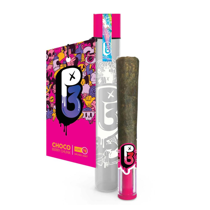 Photograph of product: P3 Choco Berry Chunk (I) Infused Pre-Roll 1g
