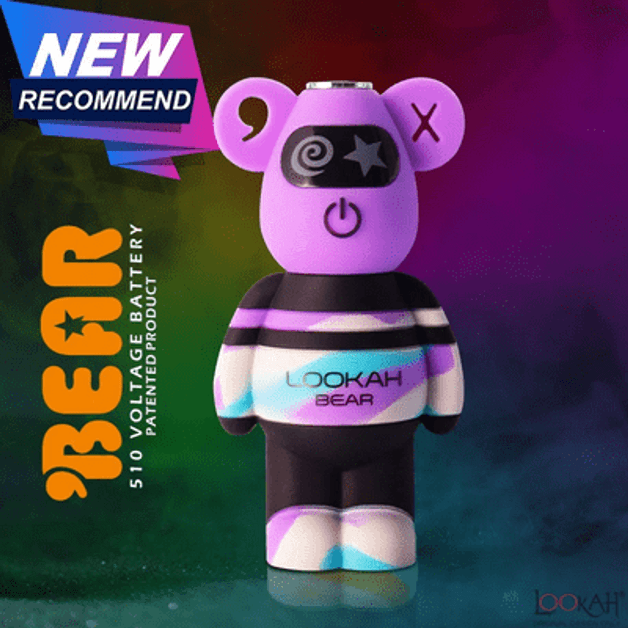 Photograph of product: Lookah - Bear 510 Battery - Purple TieDye