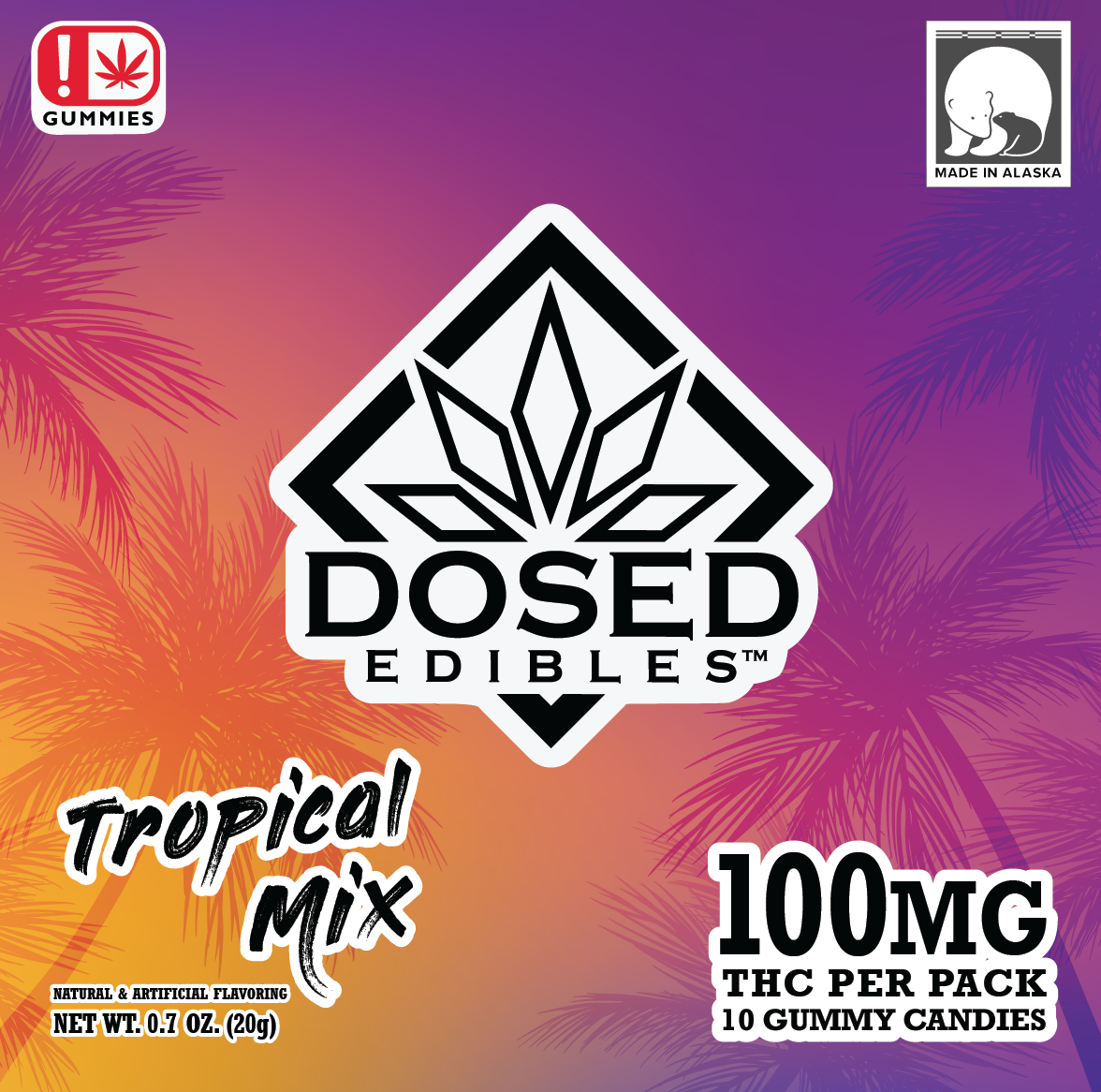 Photograph of product: Dosed | Tropical Mix | 100 mg | 10 pk