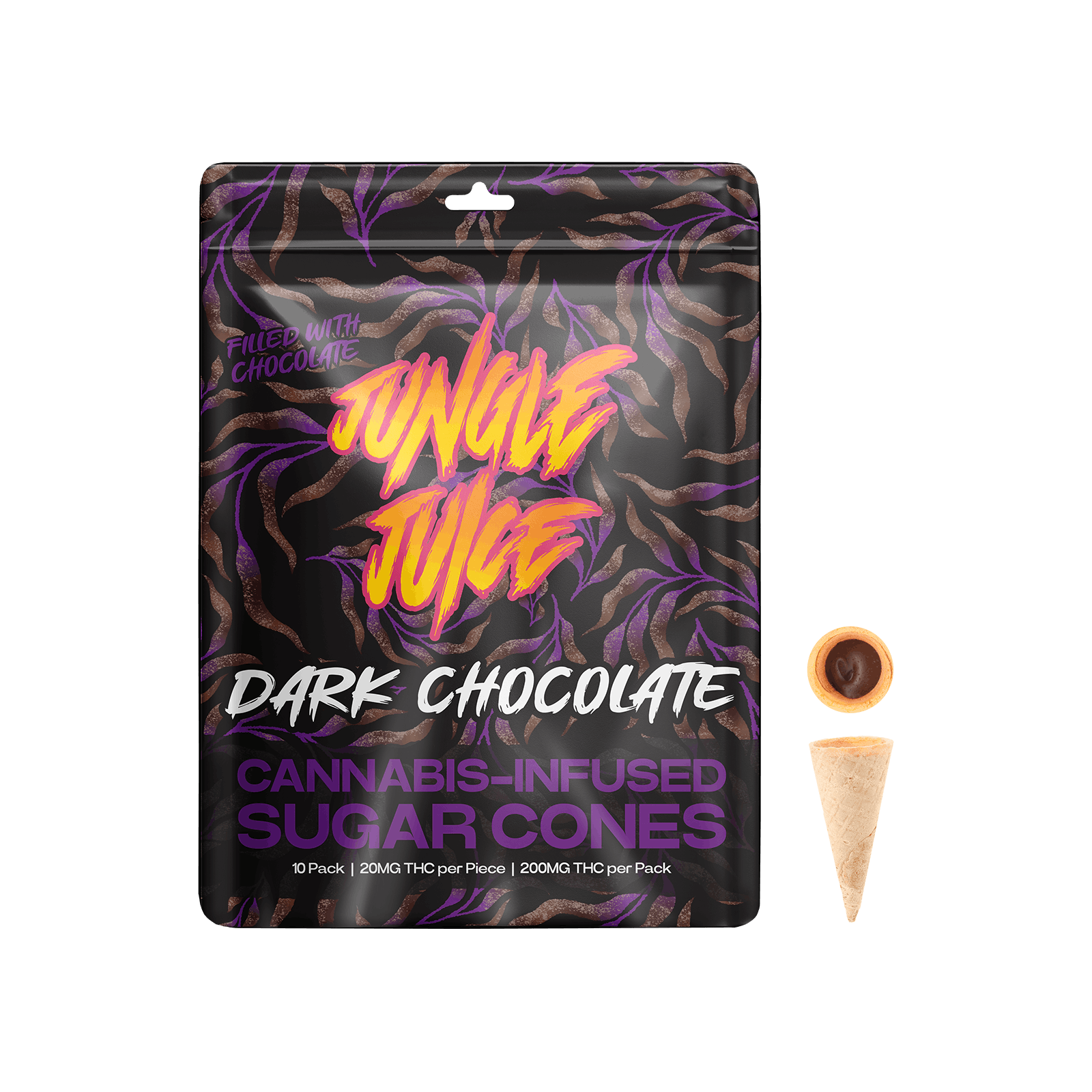 Photograph of product: Jungle Juice - Dark Chocolate - Edible Cones - 200mg