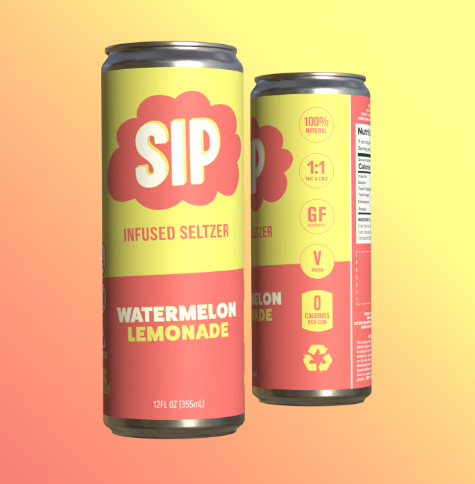 Photograph of product: SIP - Watermelon Lemonade 1:1 TH-oui:CBD Seltzer (5mg/5mg)