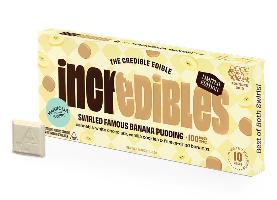 Photograph of product: Incredibles | Chocolate Banana Pudding | 10mg (per square) x 10ct Chocolate Bar