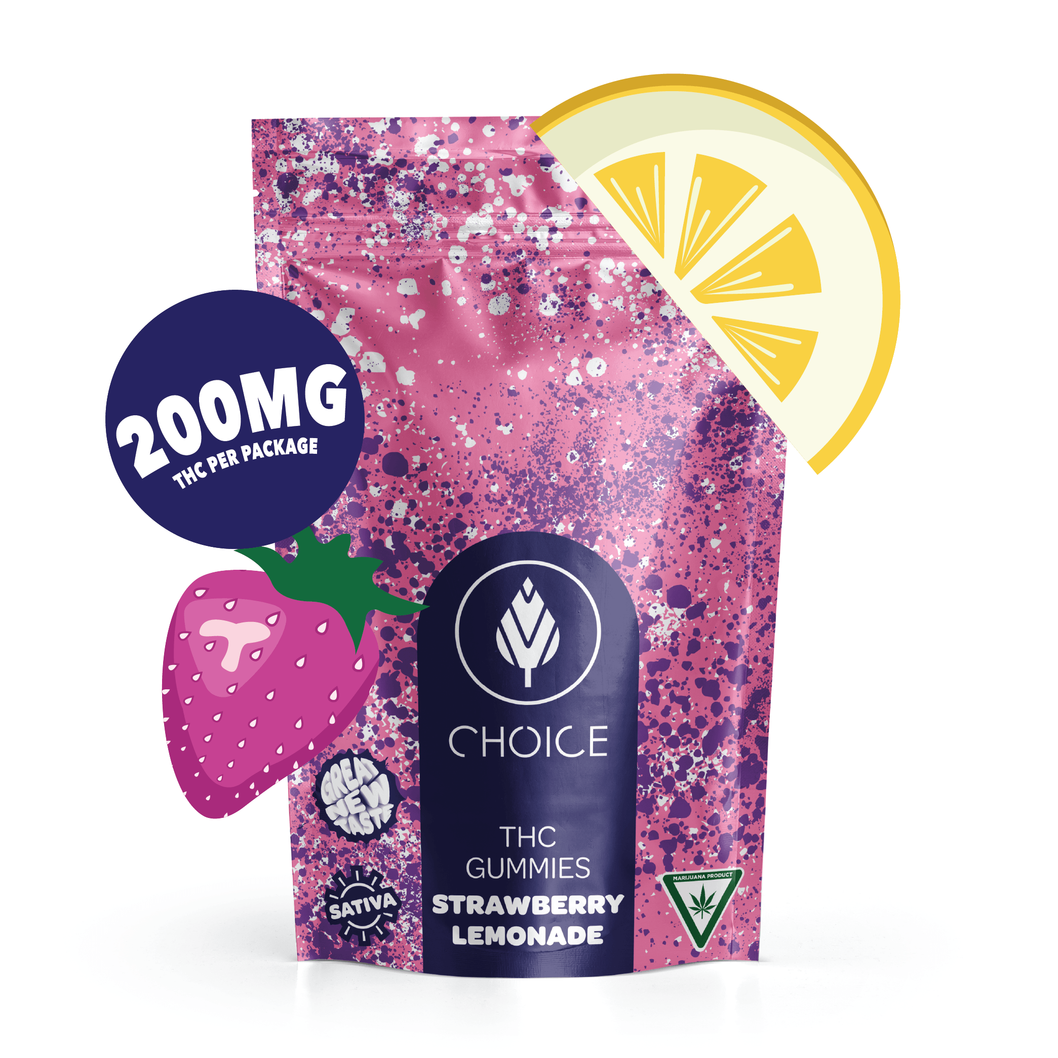 Photograph of product: Choice Chews | 200mg Gummies | Sour Strawberry Lemonade