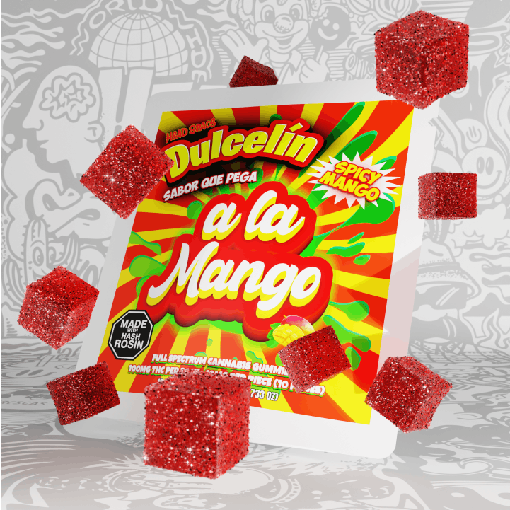 Photograph of product: Dulcelin - A La Mango 100mg Live Rosin Gummies