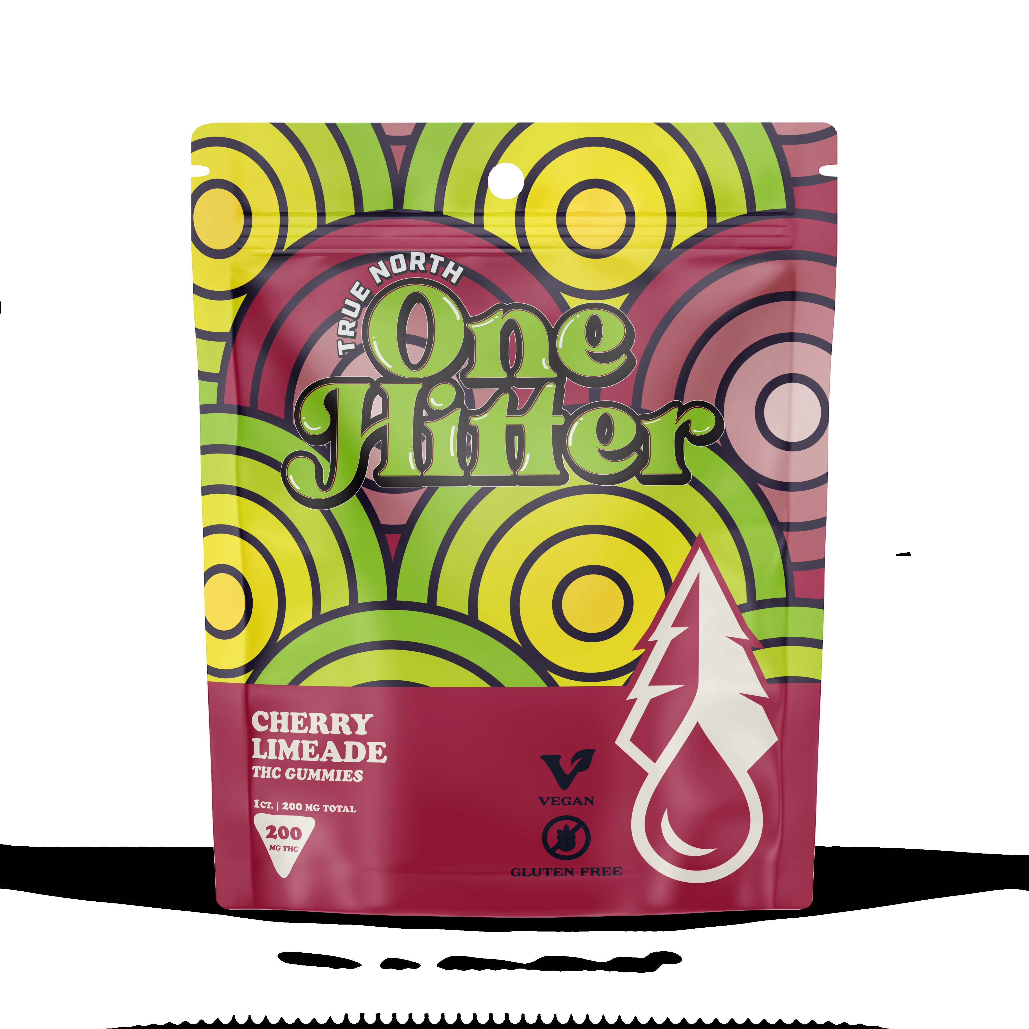 Photograph of product: Cherry Limeade One Hitter Vegan Gummy | True North Confections  | 200mg (5/$15)