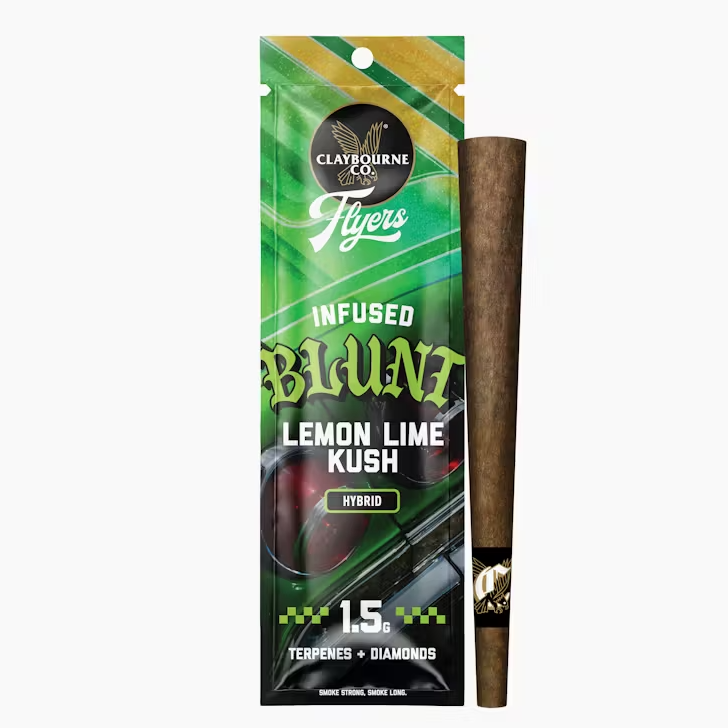 Photograph of product: Claybourne Co Flyers Lemon Lime Kush Hybrid Infused Blunt 1.5g