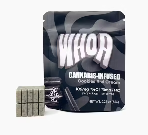 Photograph of product: WHOA Cookies & Cream Chocolate Bites 100mg