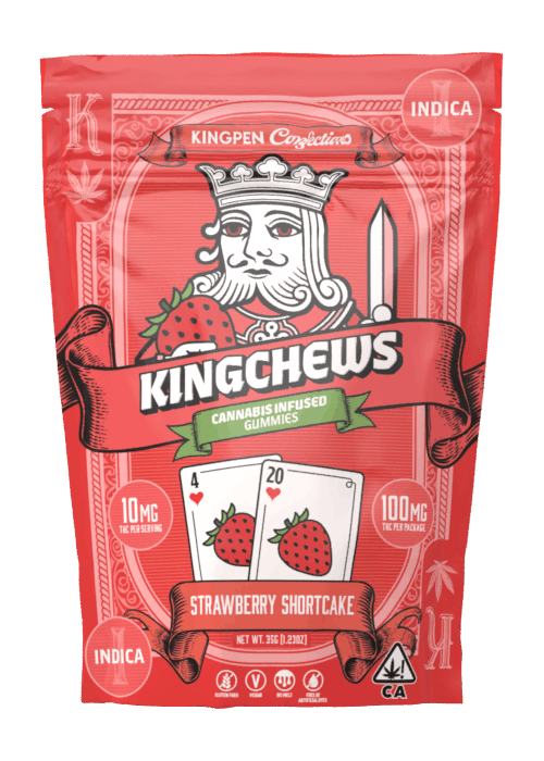 Photograph of product: 100mg Strawberry Shortcake (Oui'd) Kingchew Gummies [V] $18 or 2/$30