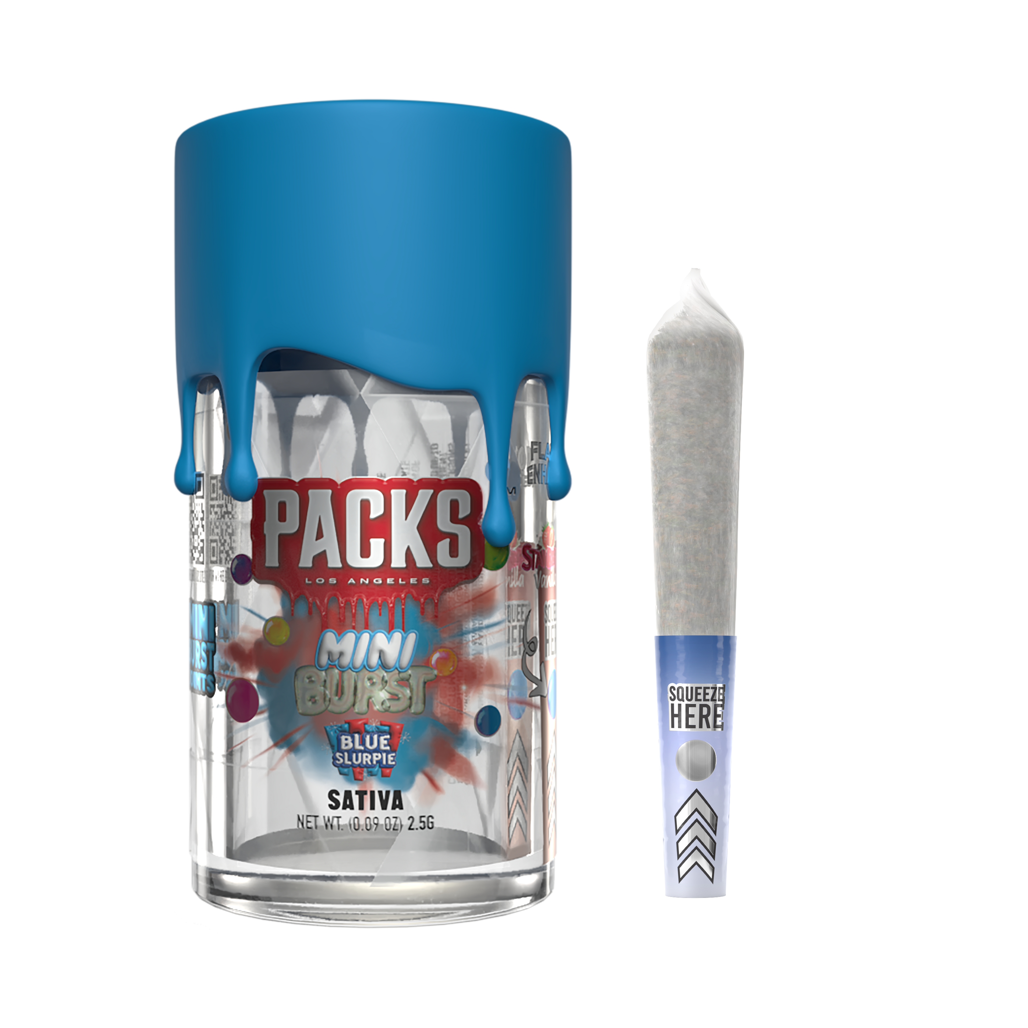 Photograph of product: BLUE SLURPIE  | Packs Mini Bursts - 5 Pack Infused Mini Joints | 2.5G