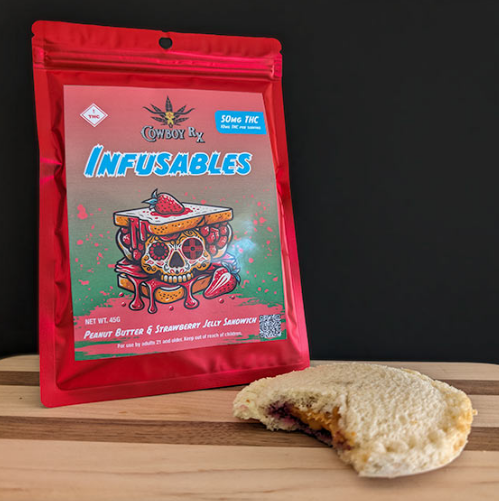 Photograph of product: Cowboy RX - Edible - PB and J - (H) - Strawberry - 50mg