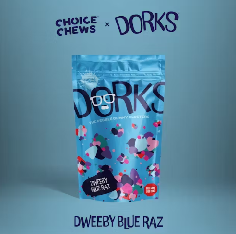Photograph of product: DORKS - Dweeby Blue Raz Gummies - Oui'd (10mg/100mg Pebble)