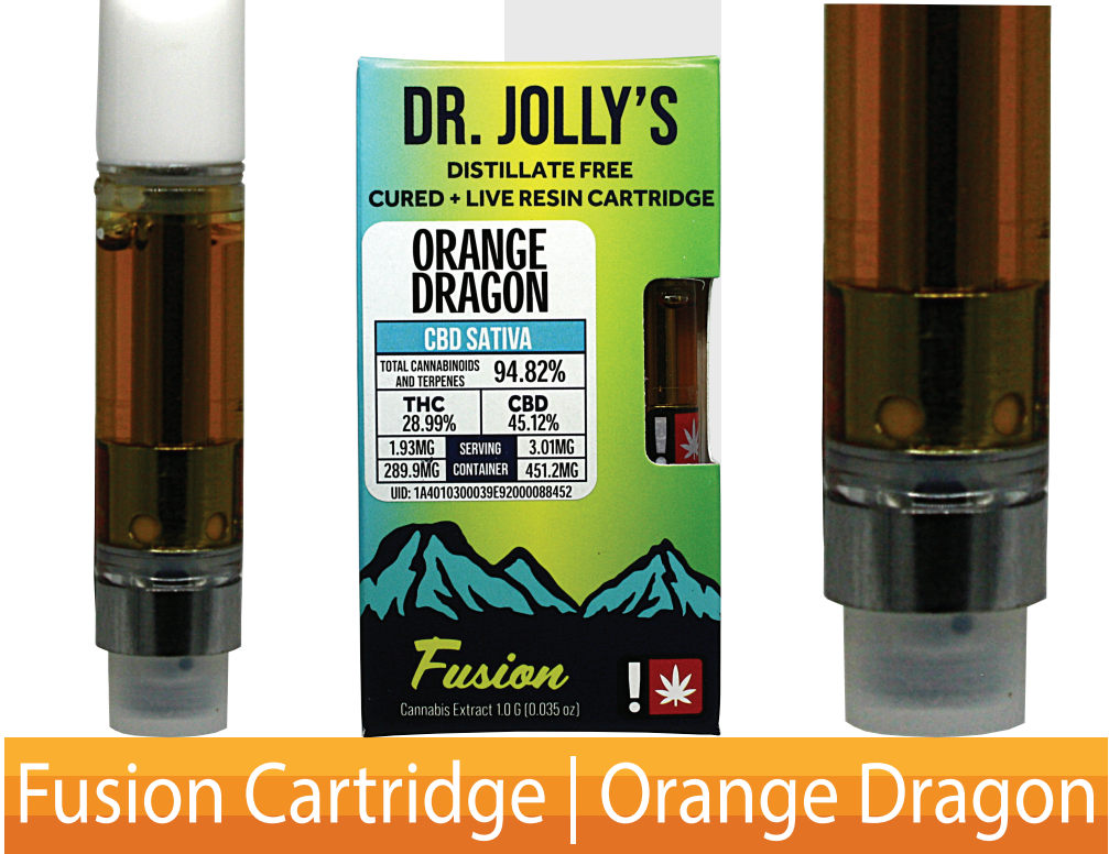 Photograph of product: Orange Dragon 2:1 - 1g Fusion Cured/Live Resin Cartridge (Dr. Jolly's)