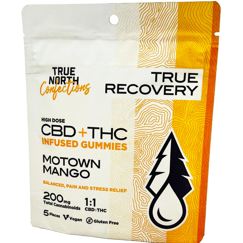 Photograph of product: MOTOWN MANGO | TRUE RECOVERY GUMMIES | 1:1 CBD/TH-oui 100MG/100MG