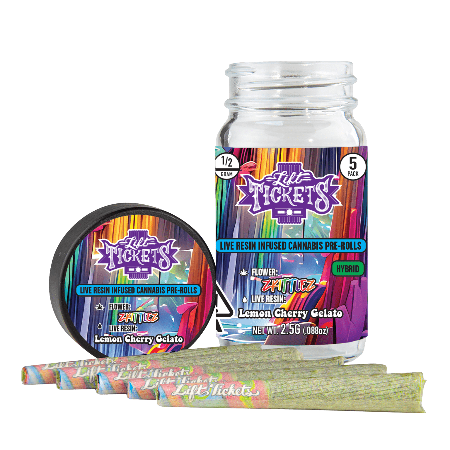 Photograph of product: LIFT TICKETS INFUSED PREROLL - MIMOSA 2.5G (5CT) - 2.5 G - 5 PACK