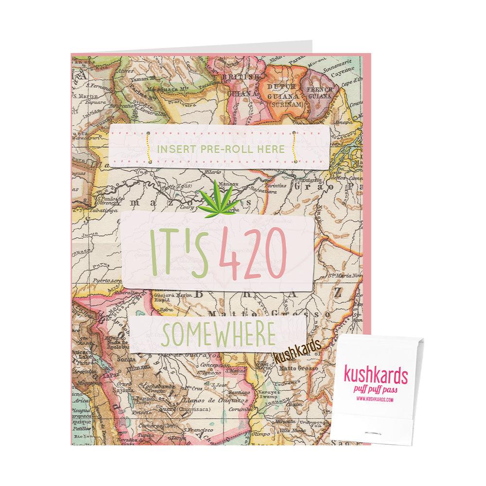 Photograph of product: It's 420 Somewhere Oui'd Greeting Card