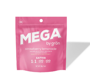 Photograph of product: Gron | Edible | Infused | Strawberry Lemonade MEGA | CBC/TH-oui | 100mg - Oui'd