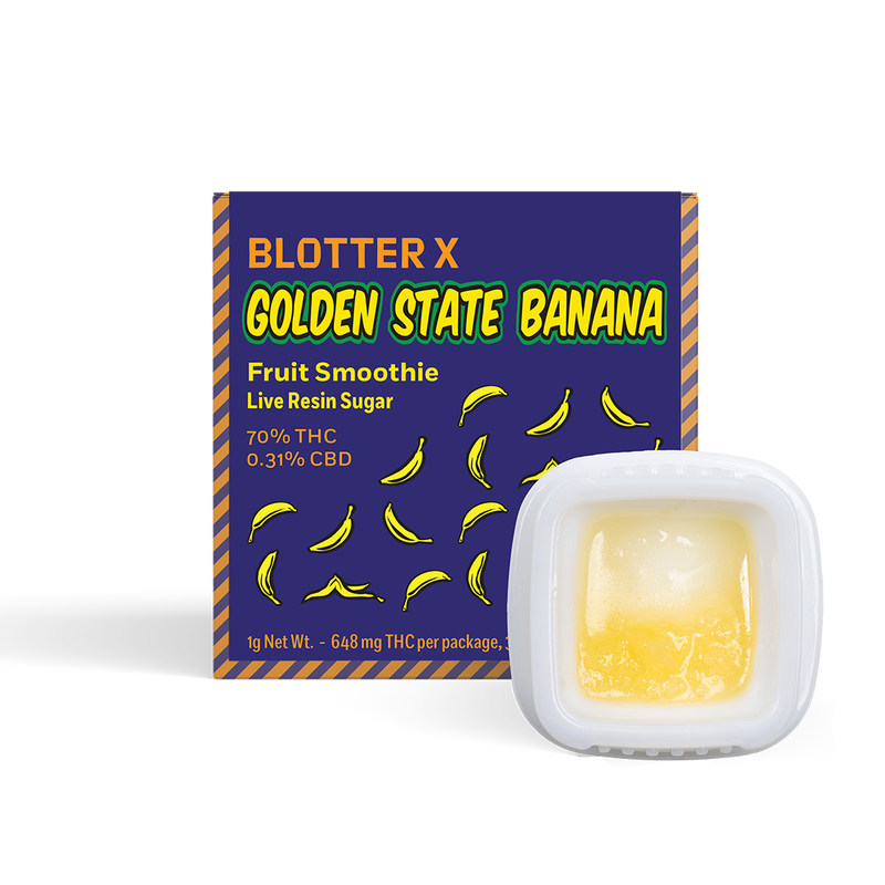 Photograph of product: Blotter | Golden State Banana Fruit Smoothie | Live Resin Sugar | Concentrate | Hybrid