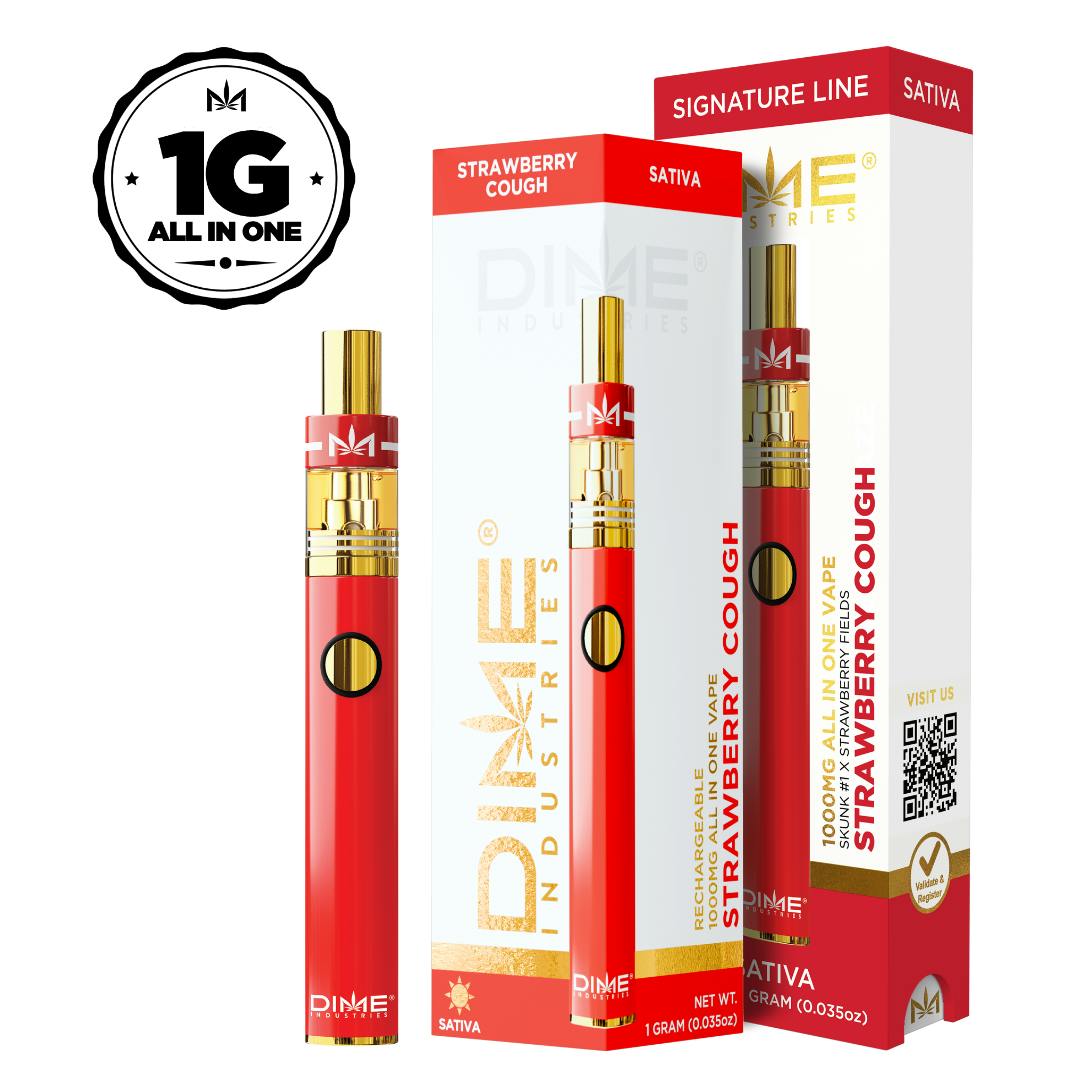 Photograph of product: Dime Industries | Strawberry Cough Signature Line Disposable | 1g