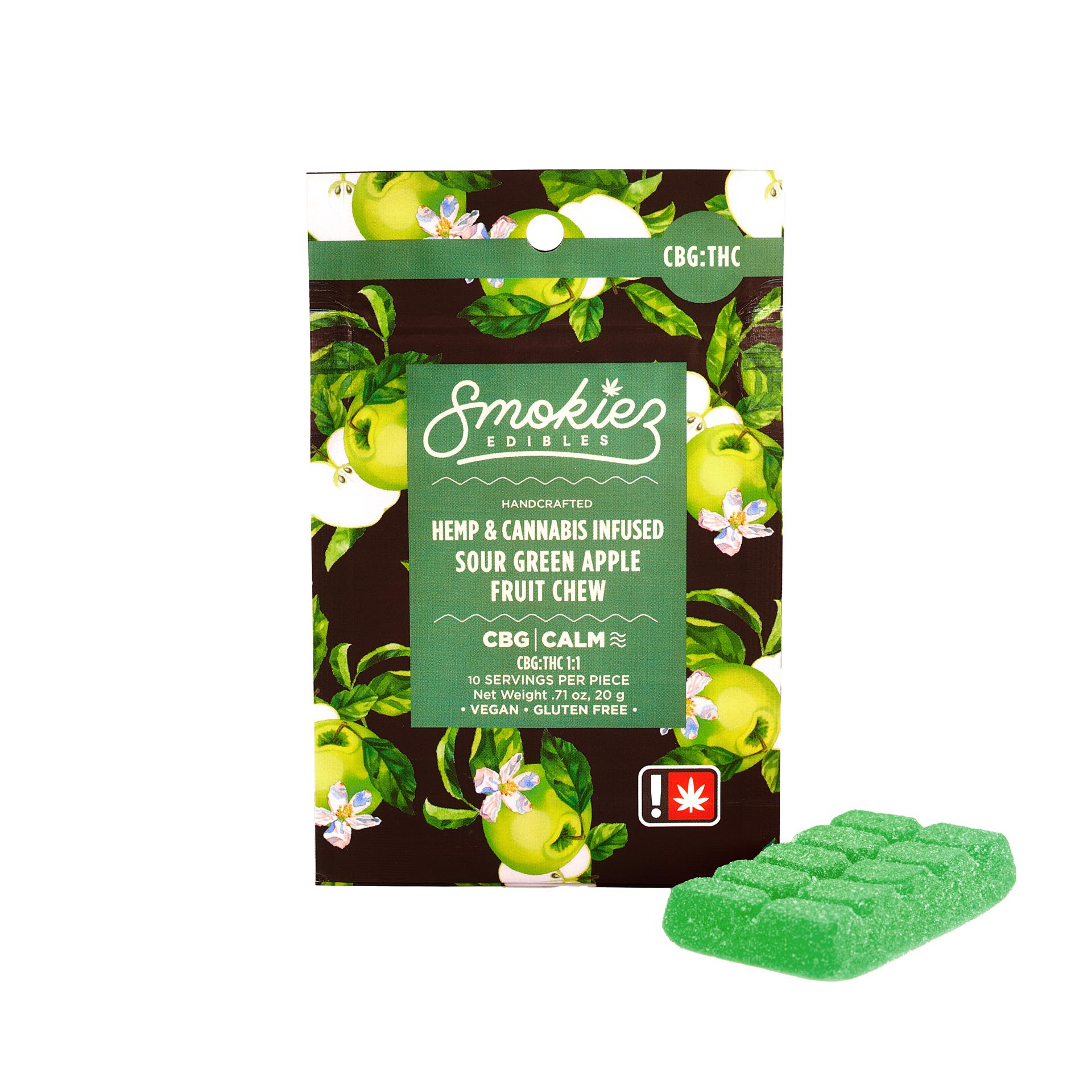 Photograph of product: Sour Green Apple CBG/TH-oui Scored Single Piece Fruit Chew