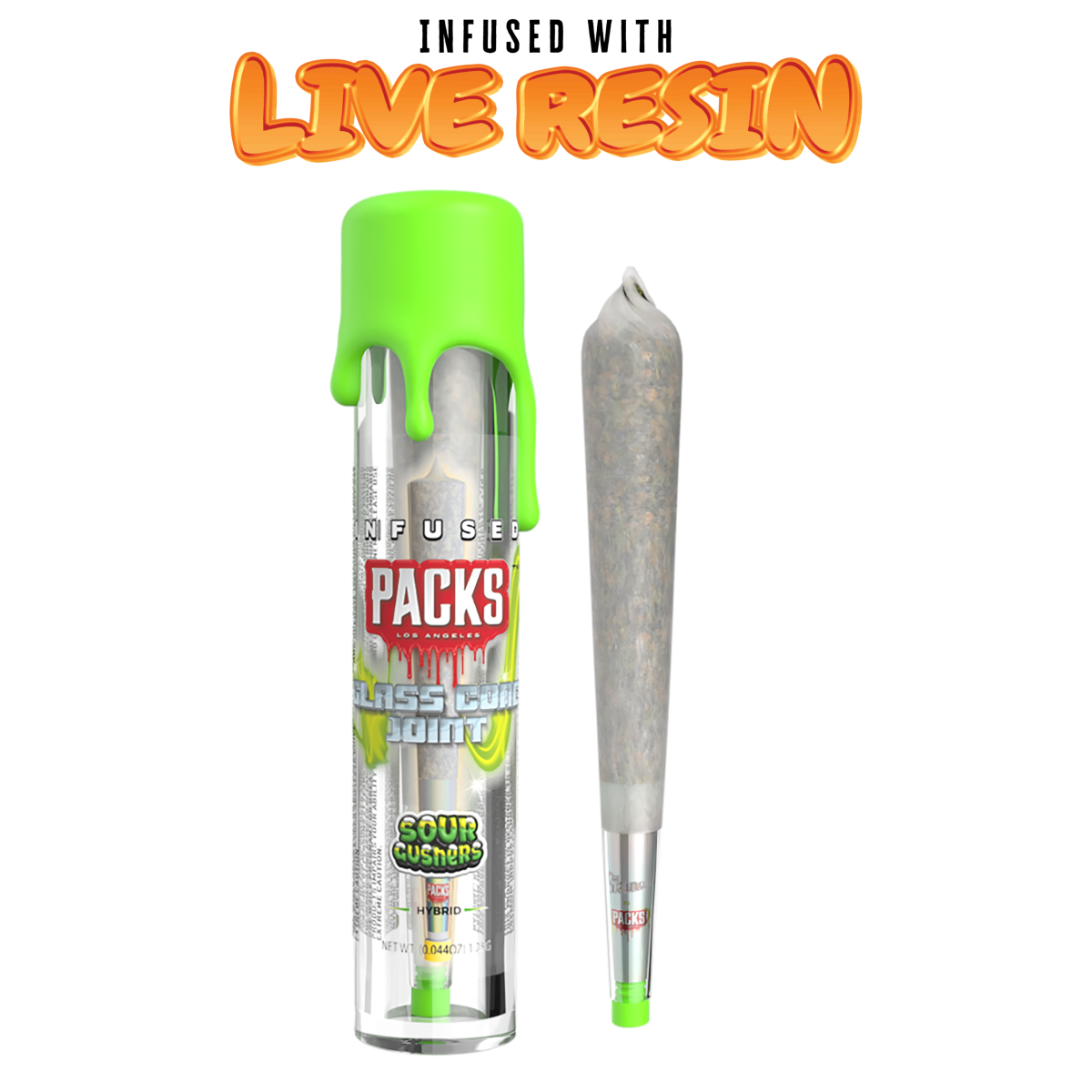 Photograph of product: Infused Pre-Roll - Live Resin - Glones - Sour Gushers - 1g