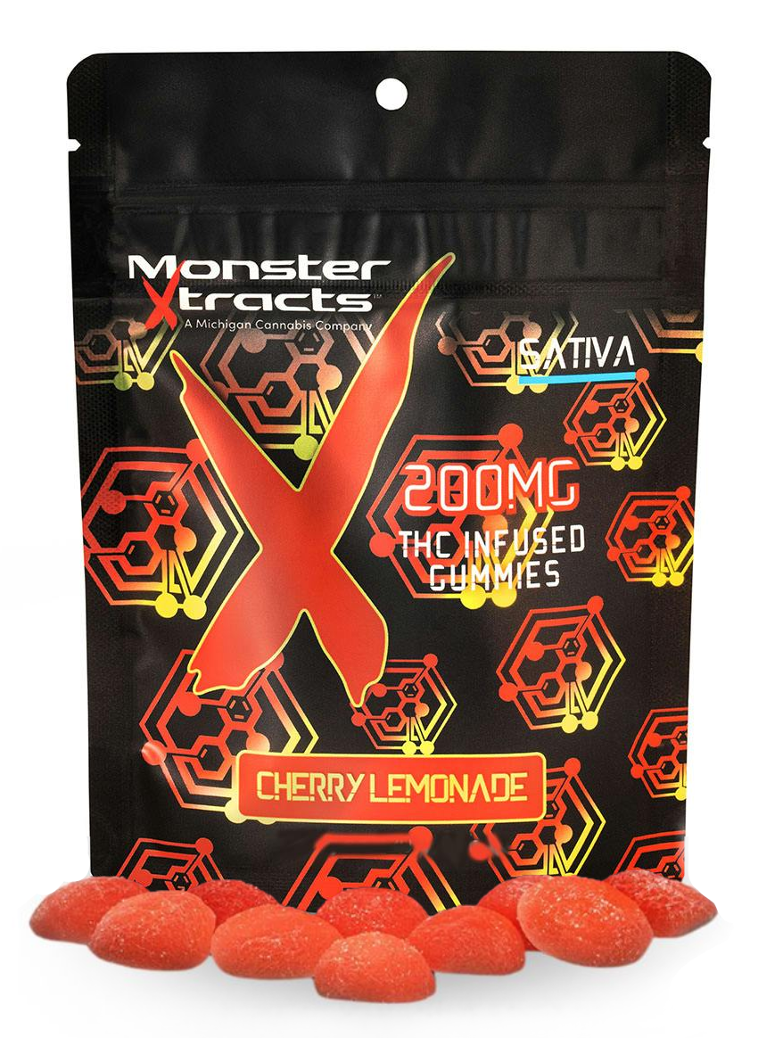 Photograph of product: Monster Xtracts Cherry Lemonade Gummies 200mg Rec