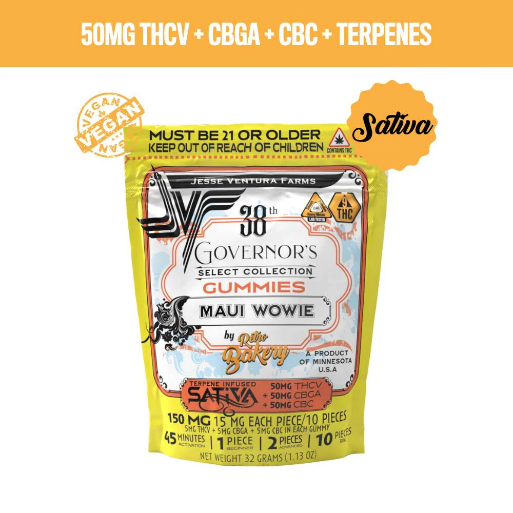 Photograph of product: Jesse Ventura Farms - Maui Wowie Oui'd Gummies 50mg TH-ouiV + 50mg CBGA + 50mg CBC