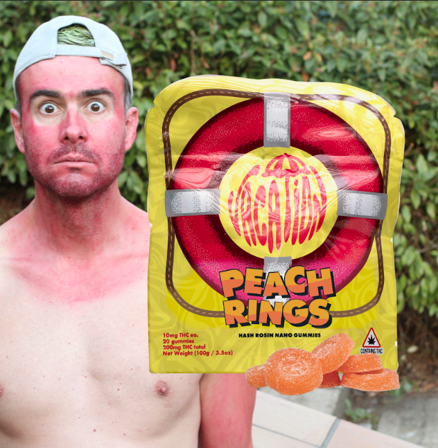 Photograph of product: Peach Ring au chocolat Rosin Gummy Ring 20 pack | 100MG | Vacation