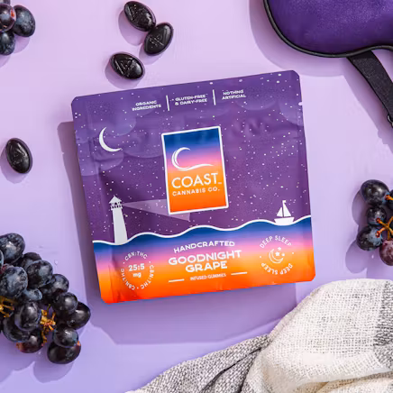Photograph of product: GoodNight Grape | 25:5 CBN:TH-oui Gummies | 100mg