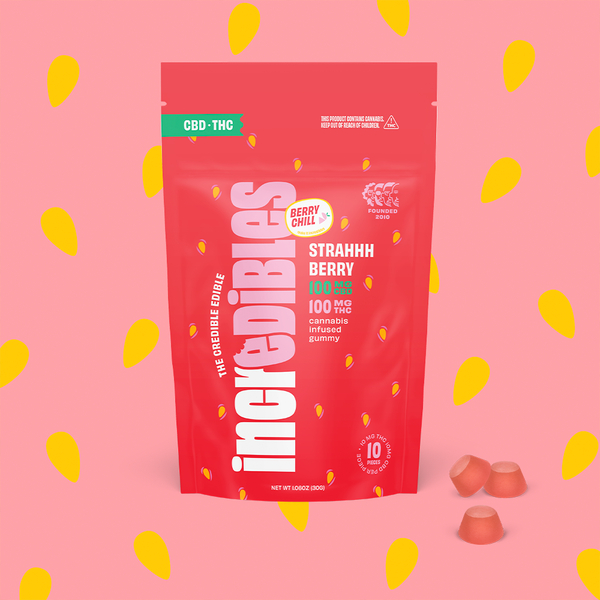 Photograph of product: 1:1 Strahhhberry + CBD | Gummies | 10 pack | 100mg TH-oui / 100mg CBD