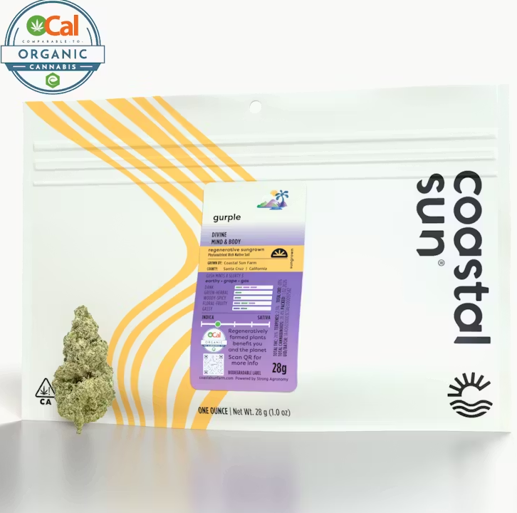 Photograph of product: Coastal Sun Gurple Indica Sungrown Flower 28g