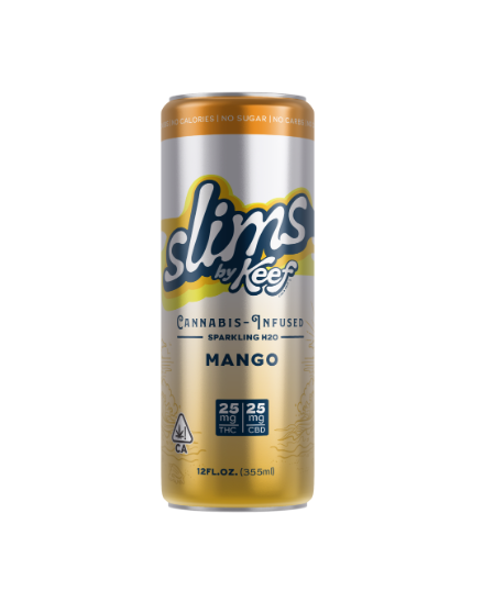 Photograph of product: Mango 1:1 TH-oui:CBD Slims Sparkling H2O 25mg:25mg - Keef