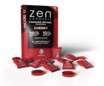 Photograph of product: Zen Gummies Cherry 1:1 (CBD/TH-oui) 100mg