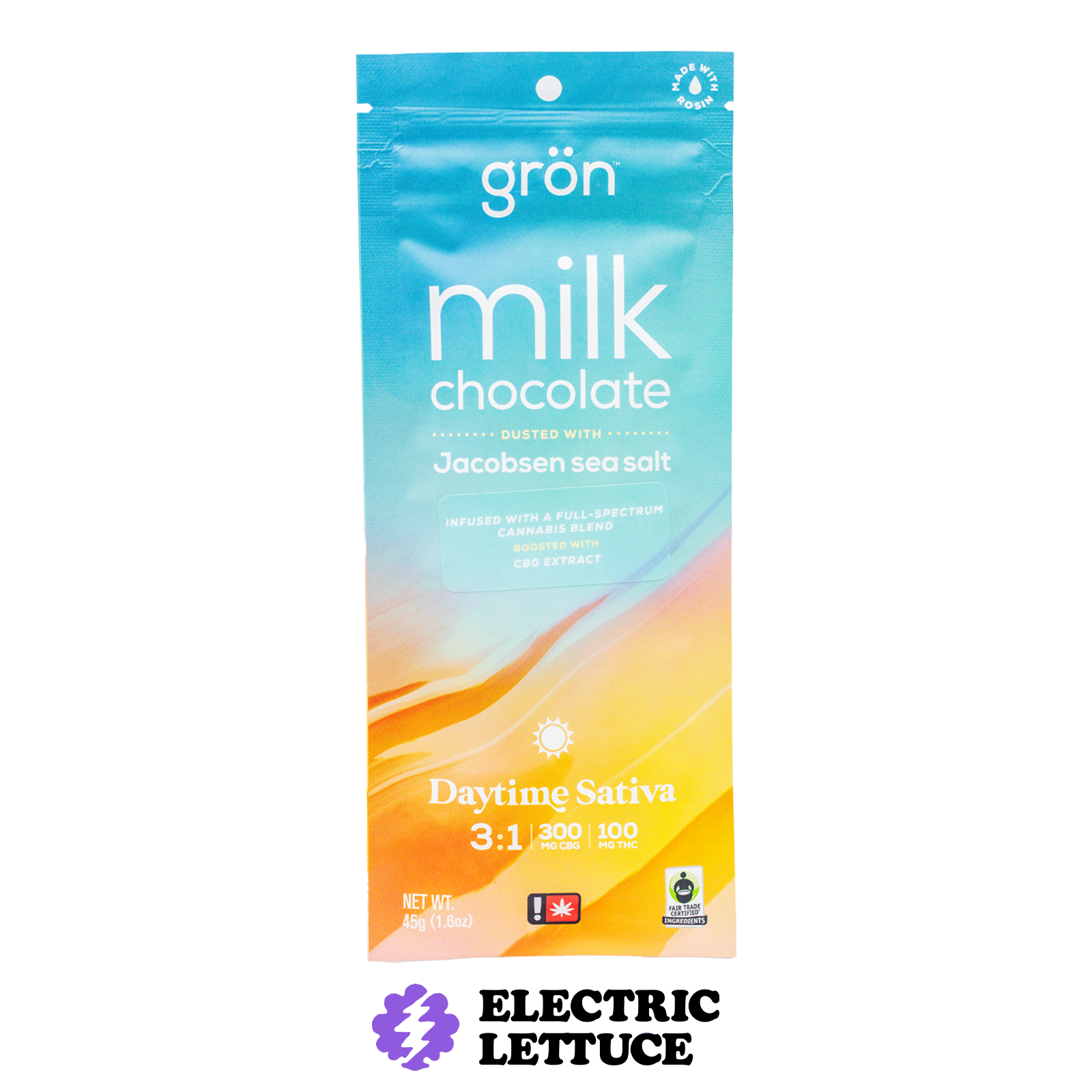 Photograph of product: Gron Sea Salt Milk Chocolate 3:1 100mg
