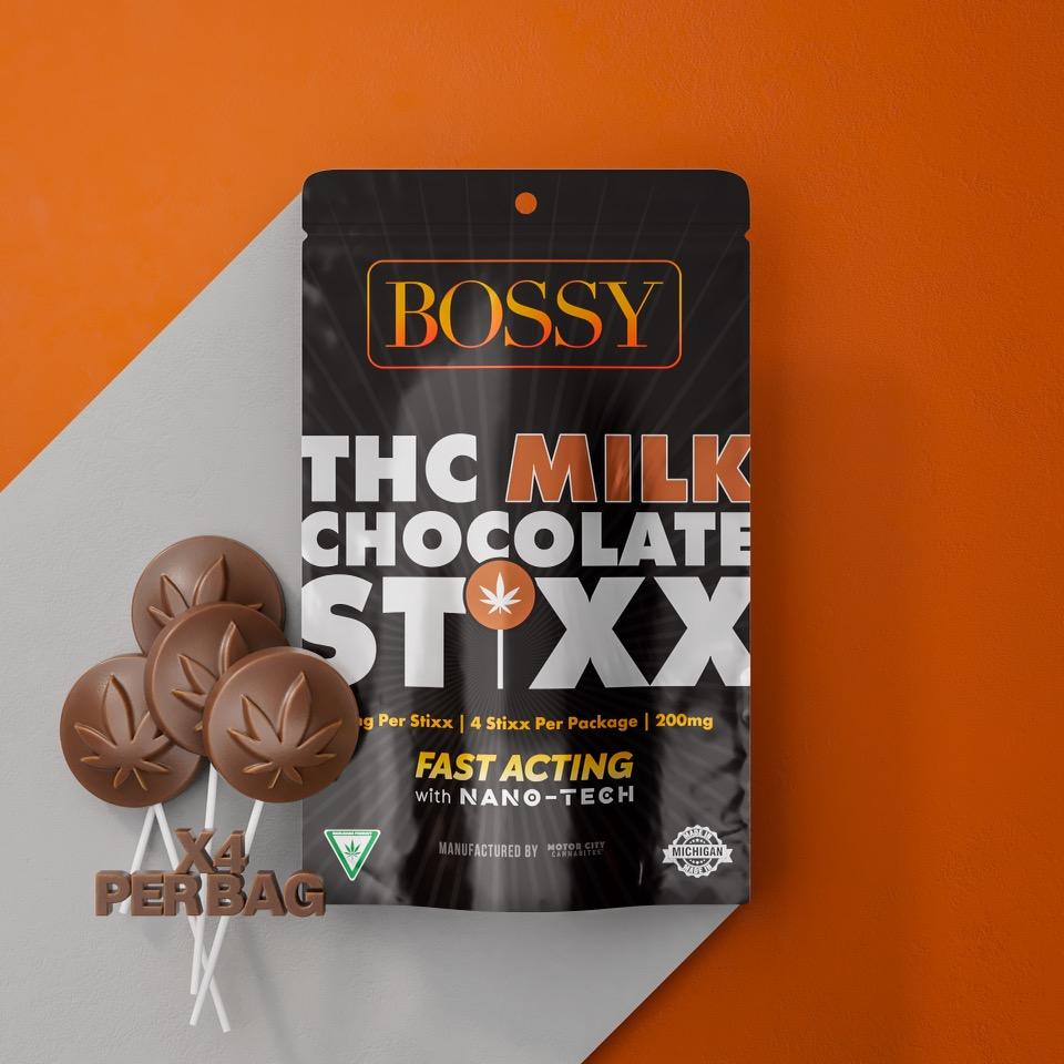 Photograph of product: Bossy - 200mg Chocolate Suckers - Milk Chocolate