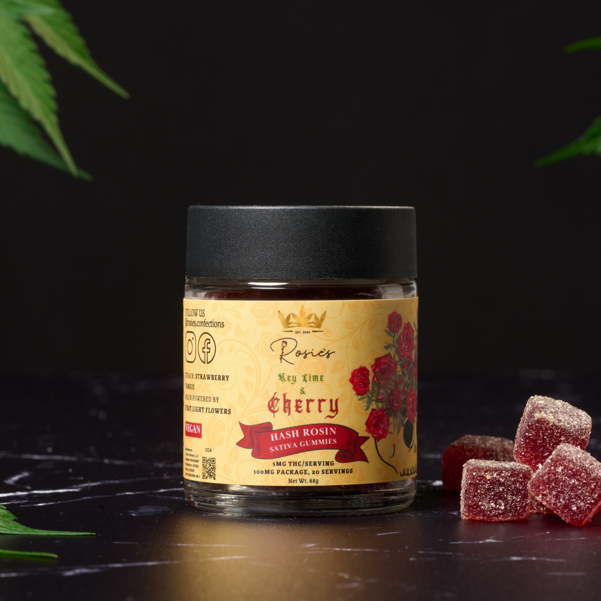 Photograph of Product: Key Lime and Cherry - Hash Rosin Gummy - 5mg (20ct.)