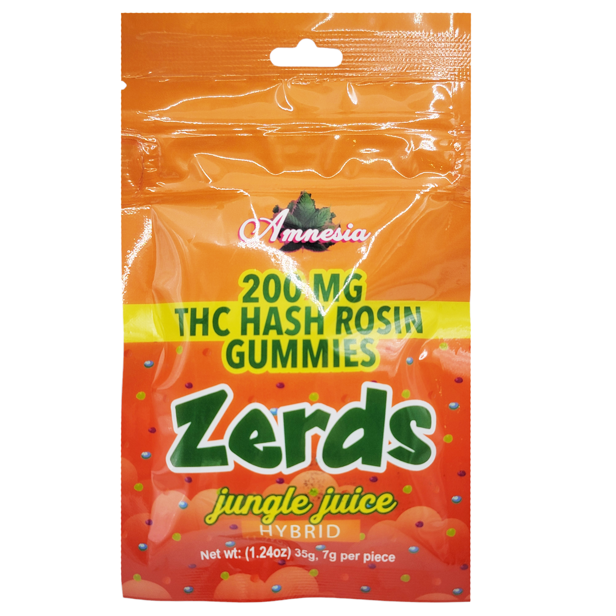 Photograph of product: Amnesia Zerds Jungle Juice au chocolat Rosin Single Gummy 200mg Rec